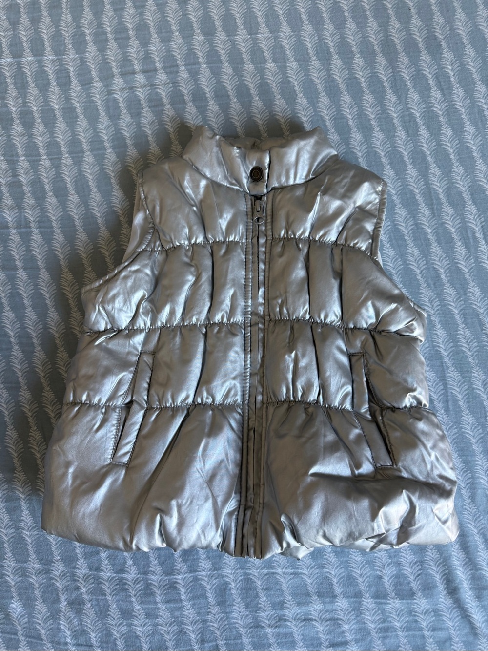Buffalo David Bitton Kids Metallic Silver Puffer Vest - Lightweight Quilted Vest